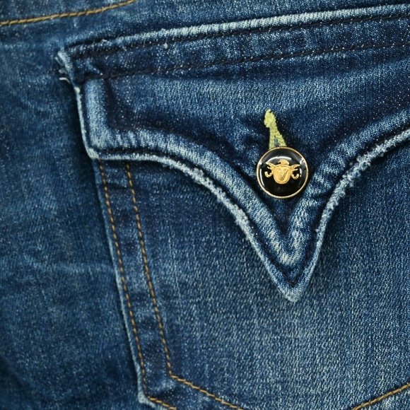 VIGOSS Women's Sz 28 5/6 Dark Wash Straight Leg Bootcut Jeans Flap Pockets - Picture 8 of 11